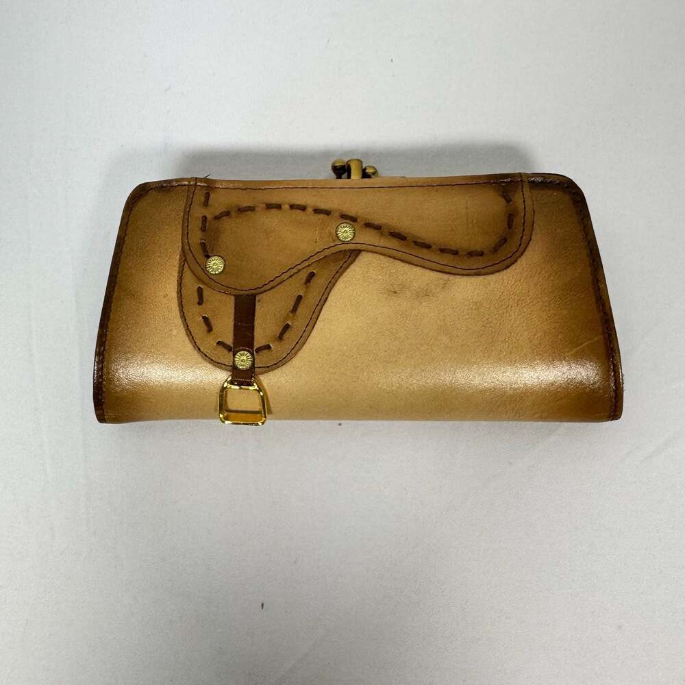 Vintage Justin Leather Goods Tooled Leather Western Saddle Clutch Wallet